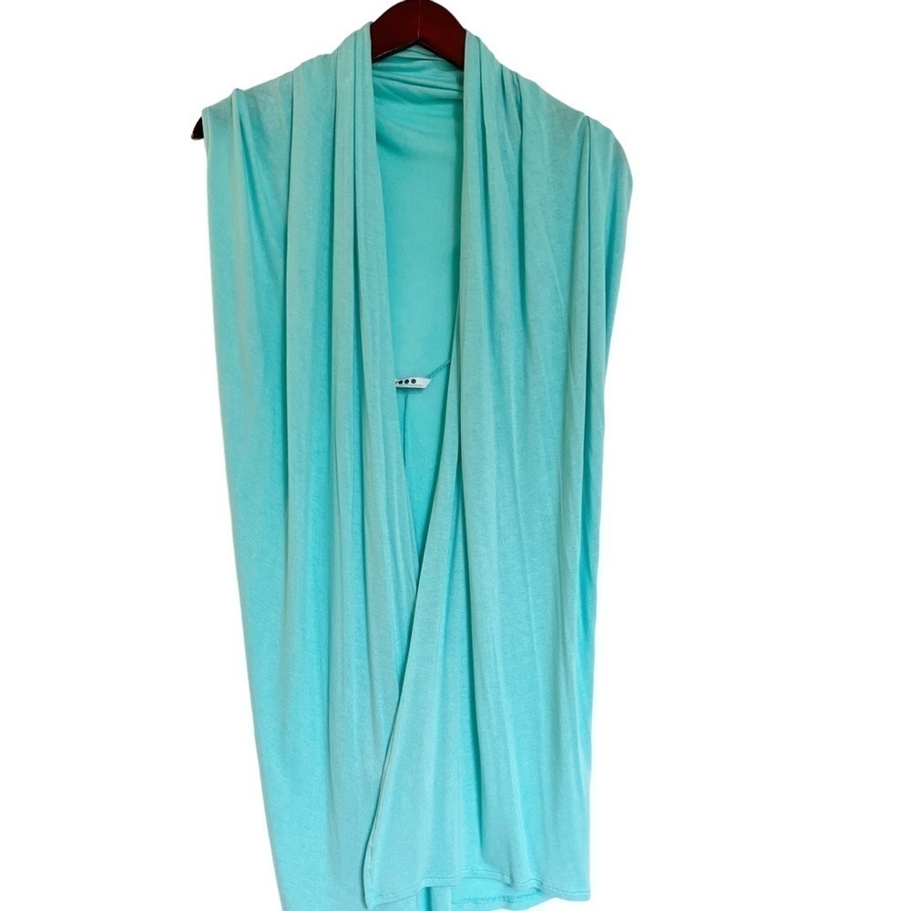THREE DOTS Knit Sleeveless Wrap Cardigan Sweater Size XS in Aqua Blue